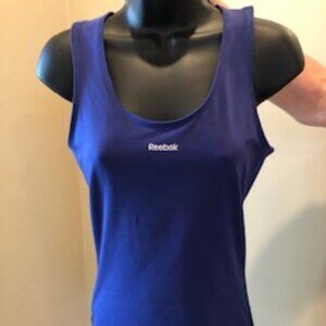 Reebok Athletic Activewear Racer Back Tank Top w Sewn in Bra Cobalt Blue Size M
